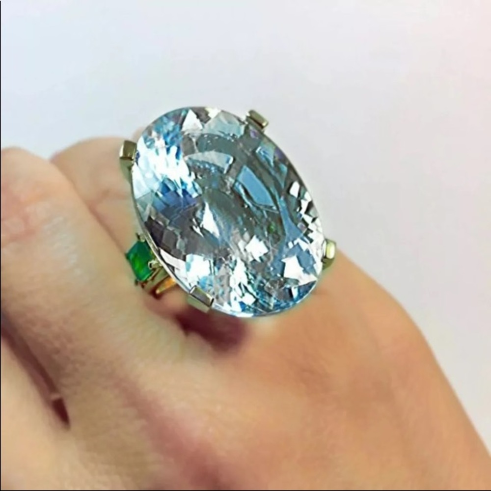 10.4CT Aquamarine 925 Silver Ring